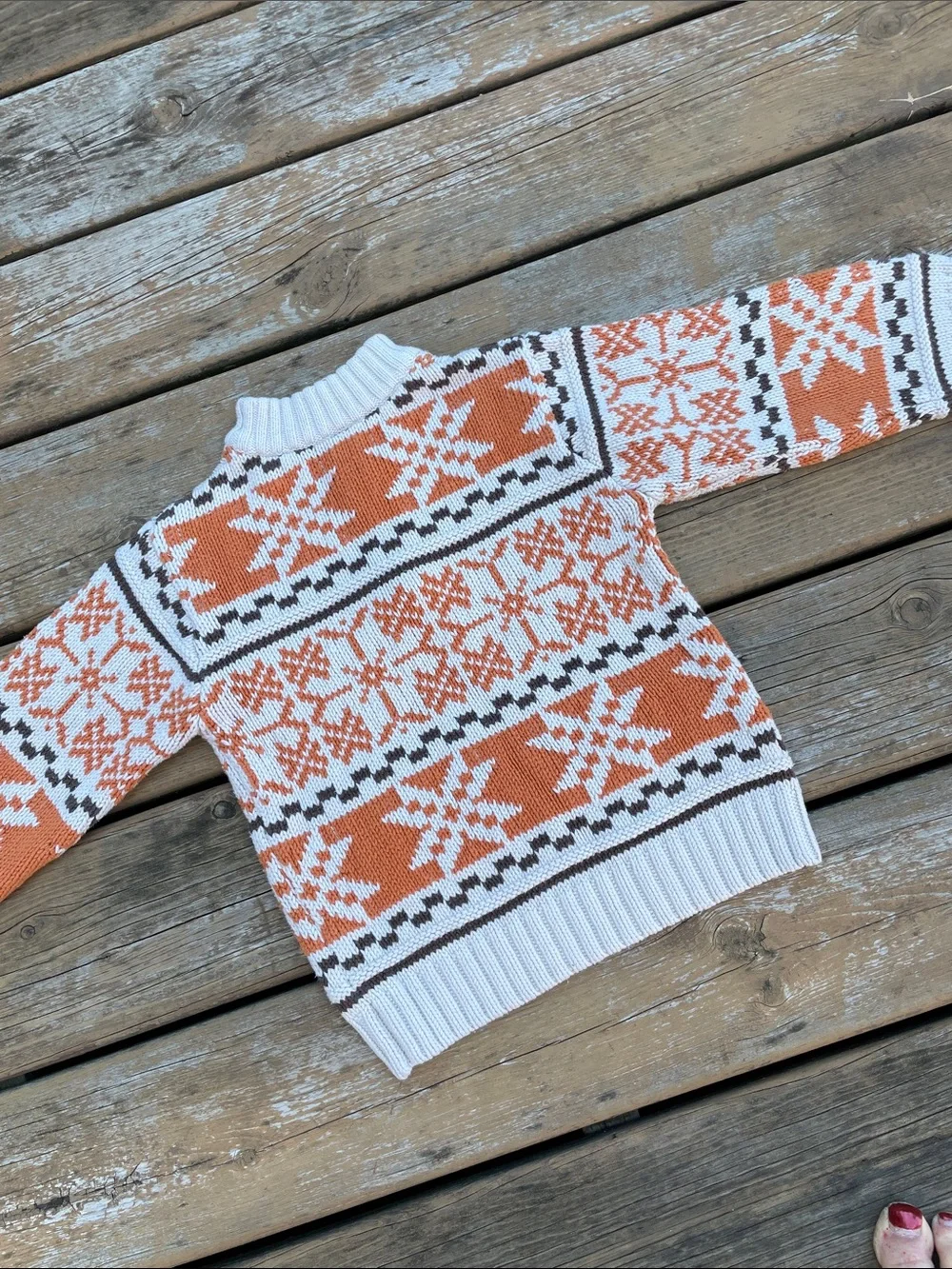Gymboree Chunky Ski Sweater Quarter Zip Toddler 4  Orange and Brown‎